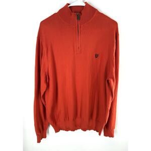 Chaps Cotton Cashmere 1/4 Zip Mock Neck Knit Pullover Sweater Men's Size L